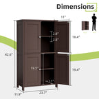 Vongrasig 42.6" Bathroom Storage Cabinet, Modern Floor Cabinet with Doors and Adjustable Shelves, Freestanding Accent Organizer Cupboard for Living Room, Entryway, Kitchen