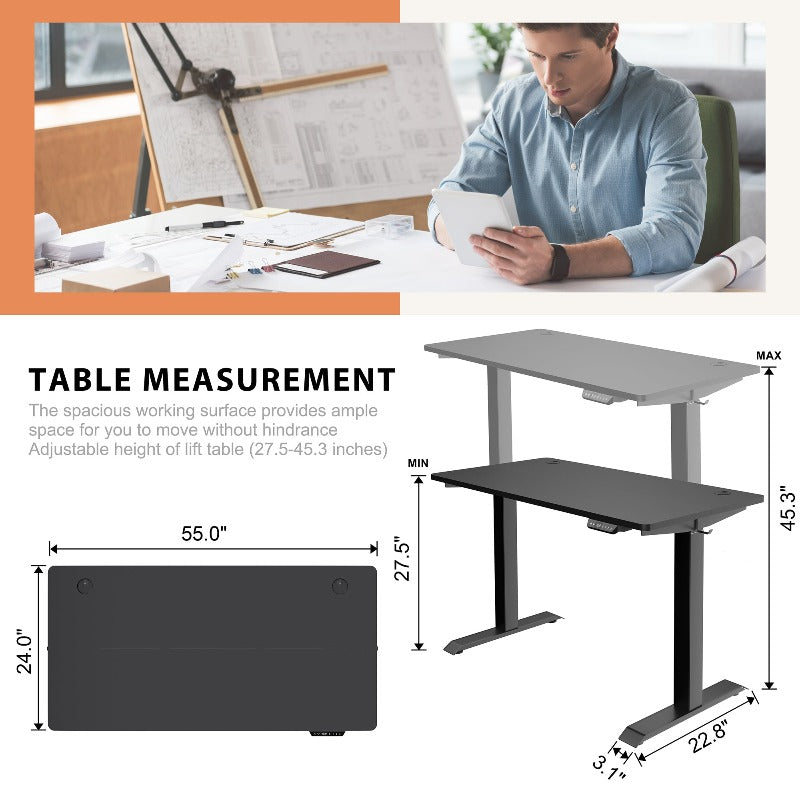 Walsunny Black Electric Office Ergonomic Desk#color_walnut