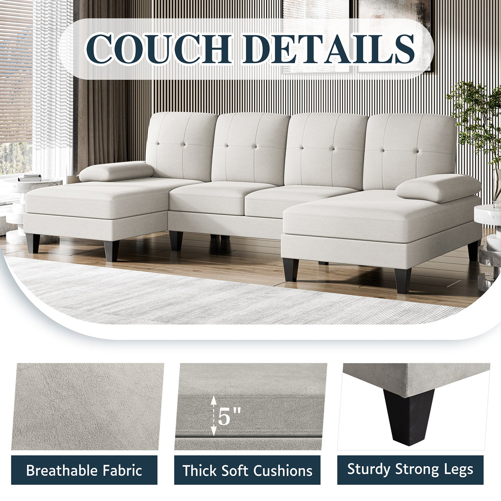 WALSUNNY 106'' Sectional Sofa Couches #color_white