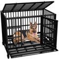 Vongrasig 38 Inch Heavy Duty Indestructible Dog Crate, Escape Proof Dog Cage Kennel with Lockable Wheels,High Anxiety Double Door Dog Cage,Extra Large XL XXL Crate Indoor for Large Dogs