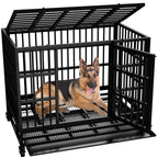 Vongrasig 38 Inch Heavy Duty Indestructible Dog Crate, Escape Proof Dog Cage Kennel with Lockable Wheels,High Anxiety Double Door Dog Cage,Extra Large XL XXL Crate Indoor for Large Dogs