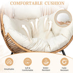 Vongrasig Outdoor Wicker Egg Chair PE Rattan Chair with Cushion, Oversized Patio Lounge Chair for Outdoor, Indoor, Balcony, Backyard, Garden