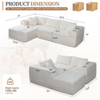 Vongrasig 103" Boneless Sectional Couches for Living Room, L-Shaped Chaise Modular Cloud Couch with Cup Holders on Armrests, Plush Corduroy Comfy Sofa with Memory Foam, No Assembly Required