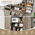 Vongrasig Kitchen Pantry Storage Cabinet with Barn Doors, Drawer and Adjustable Shelves, 6-Tier Tall Rustic Wood Cupboard Locker for Kitchen, Dining Room, Living Room, Bathroom