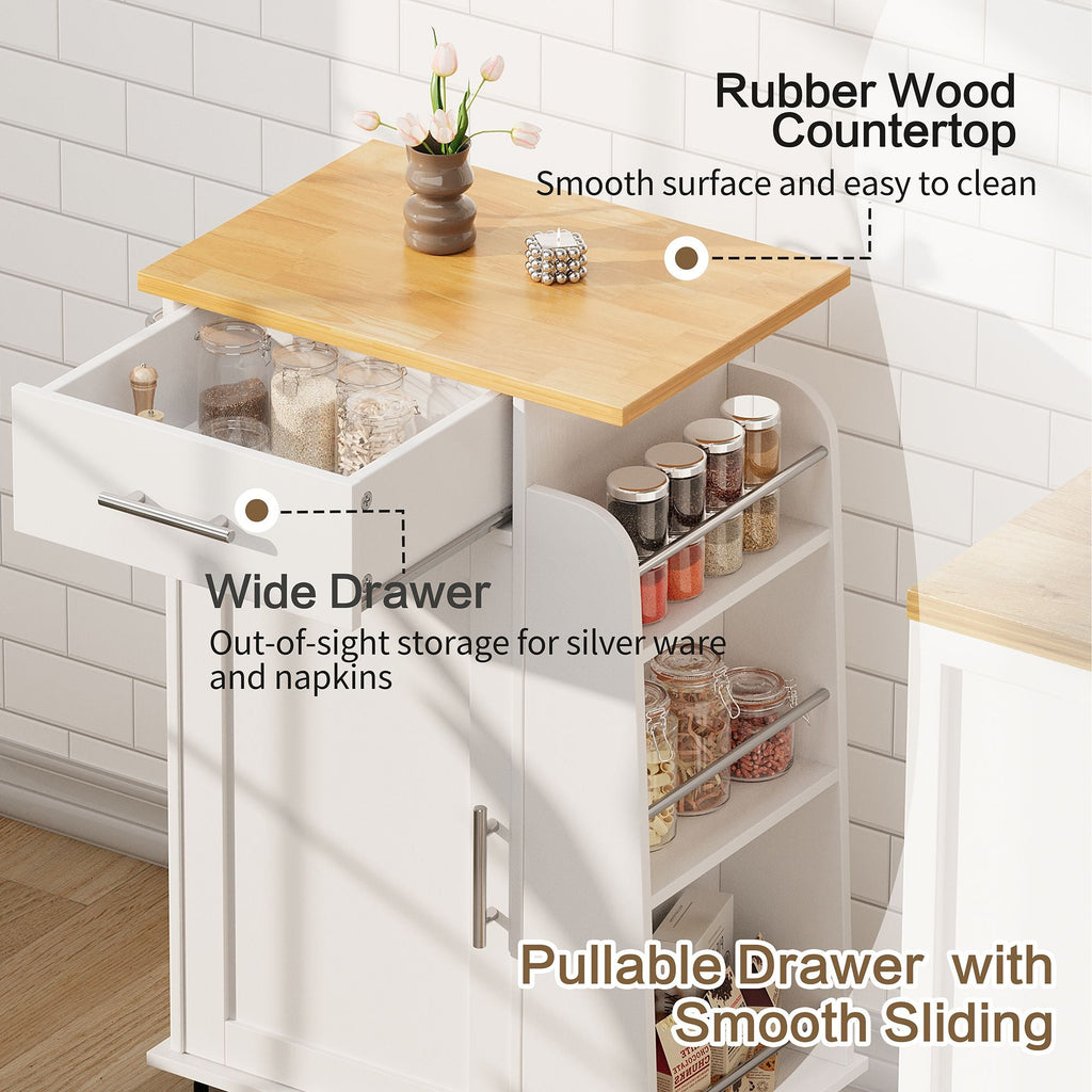Walsunny Kitchen Island Rolling Cart with Storage Cabinet, Coffee Bar (7404392186032)