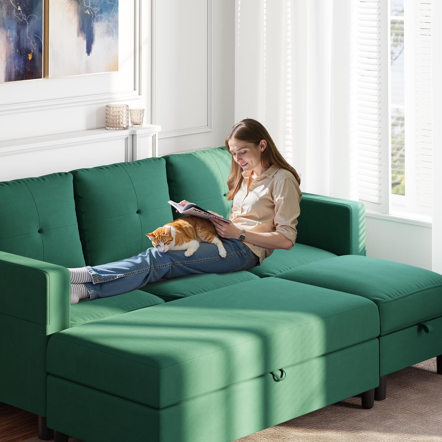 Vongrasig Long Storage Ottoman Green