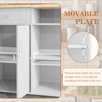 Walsunny 42¡®¡¯ Kitchen Island Cart Storage with Solid Wood Top#color_white 