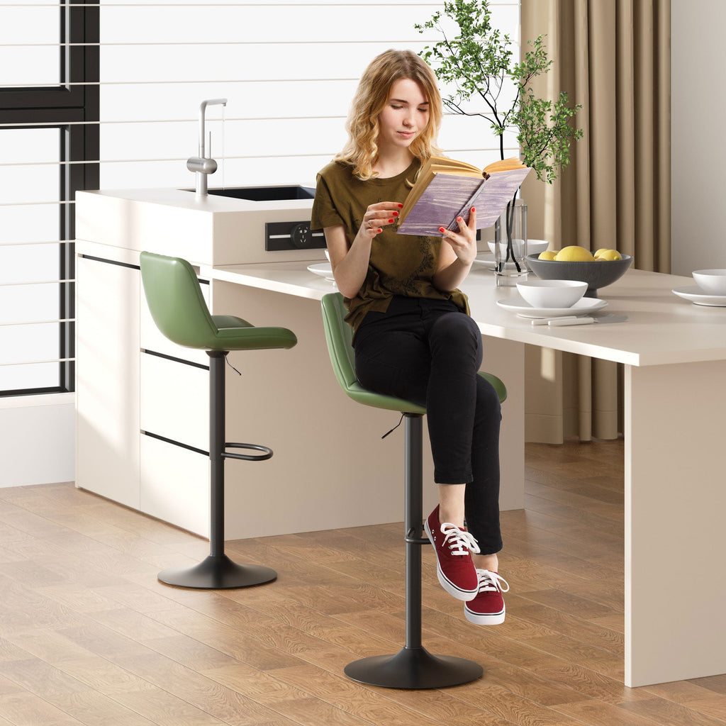 Walsunny Bar Stools Set of 2,Adjustable Leather Counter Height with High Backrest,Bar Chairs for Kitchen Island Dining£¬Room Bar (7562958831792)