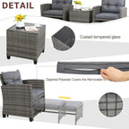 Vongrasig 5 Piece Patio Furniture Set, Small Balcony Furniture, PE Wicker Rattan Patio Chairs Set of 2, Outdoor Lounge Chairs with Cushions Ottomans &Glass Table for Porch Garden(Light Grey)