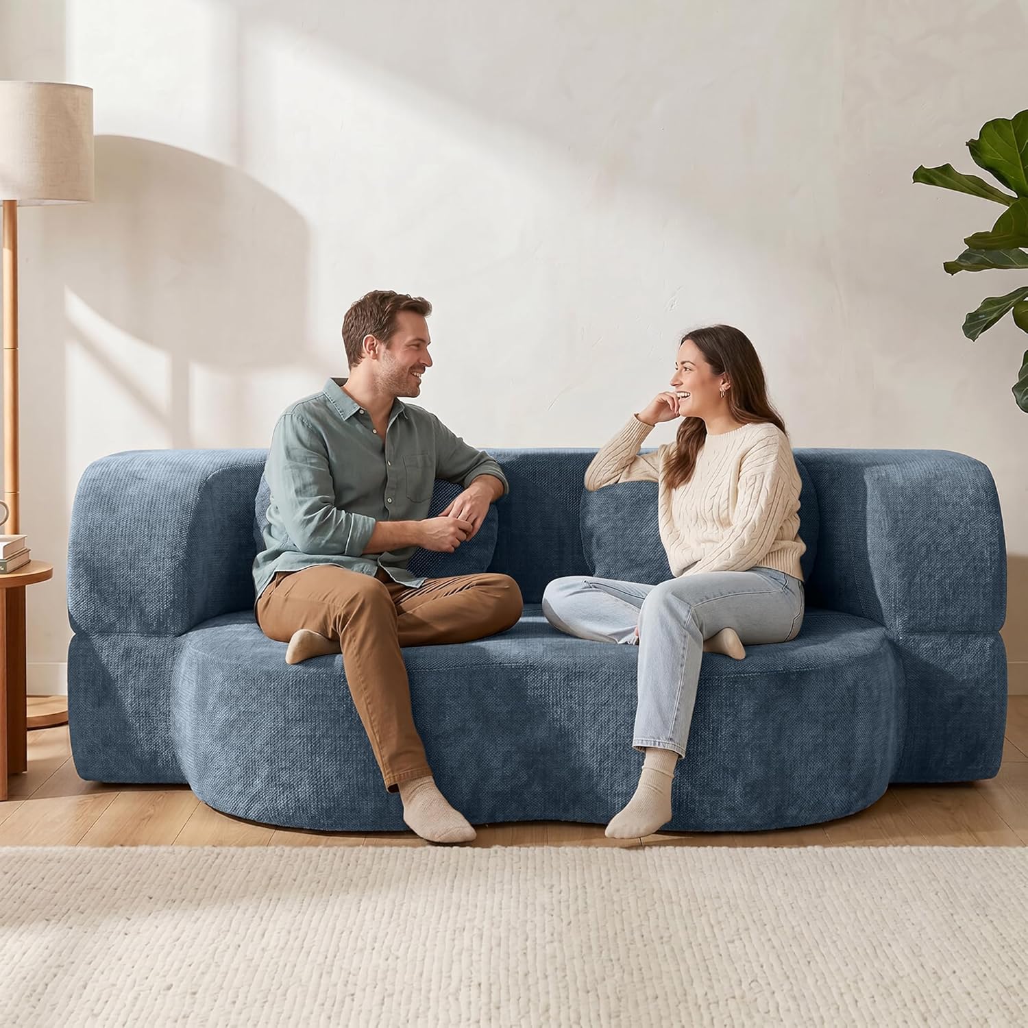 Vongrasig 77” Convertible Sofa Bed, Folding Boneless Couch, Floor Sofa 2-in-1 Curved Couch for Small Living Room, Apartment, Guest Room
