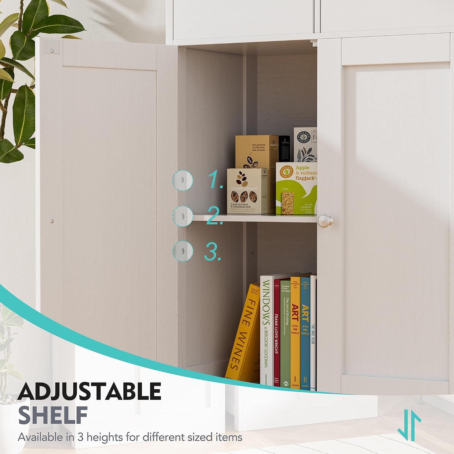 Vongrasig Bathroom Storage Cabinet, 42.5" H Freestanding Floor Cabinet | Wooden Modern Cabinet with 2 Drawers, Open Shelf and Adjustable Shelf for Bathroom, Laundry Room and Entryway