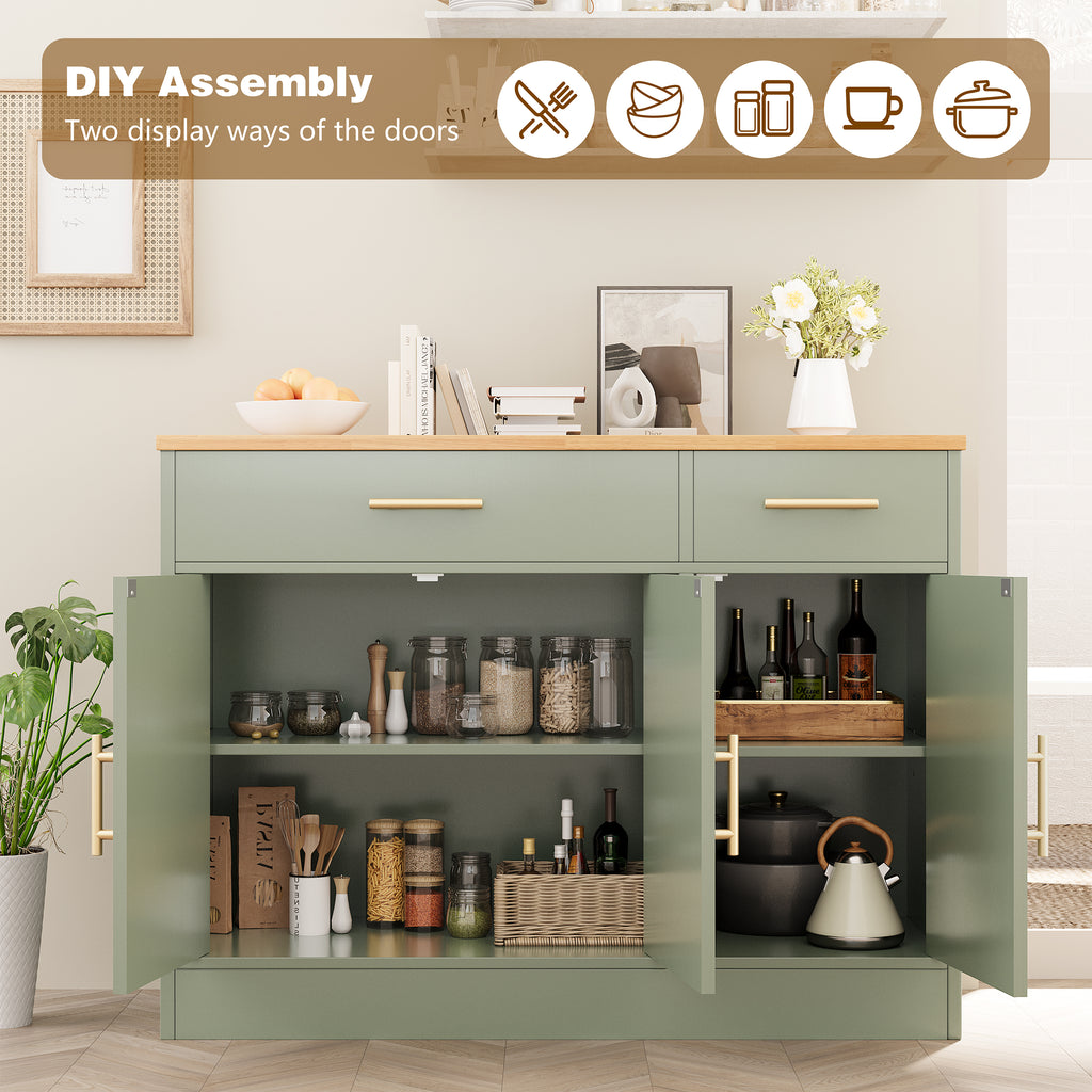 Vongrasig 43” Coffee Bar Cabinet, Farmhouse Buffet Cabinet with Storage, Sideboard Buffet with Drawers and Shelves for Kitchen