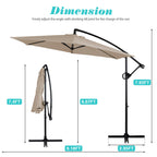 Walsunny Patio Offset Umbrella Easy Tilt Adjustment,Crank and Cross Base, Outdoor Cantilever Hanging Umbrella with 8 Ribs (7504185786544)