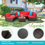 Vongrasig Patio Furniture Sets, Outdoor Patio Set Sectional Sofa, All-Weather PE Rattan Outdoor Couch with Ottoman, Glass Table for Garden, Backyard, Porch