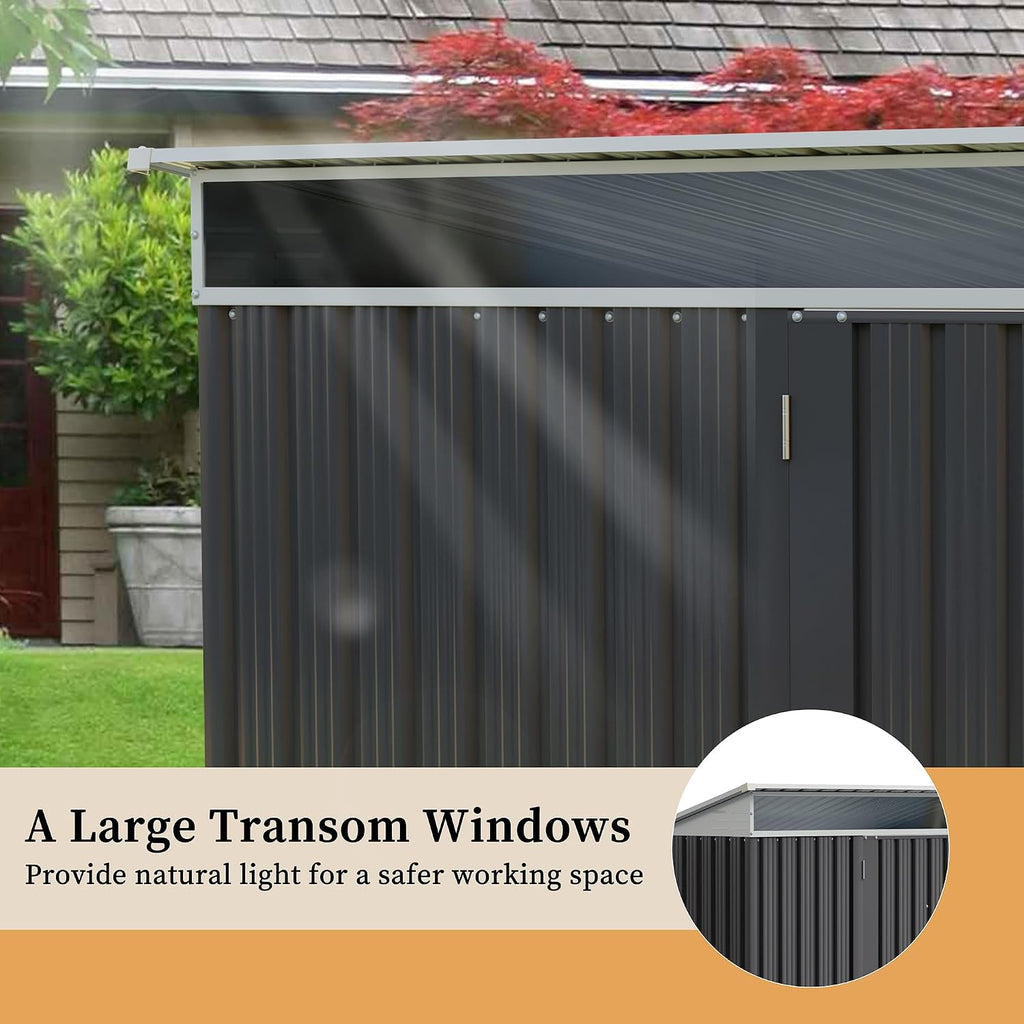Vongrasig 6x4 FT Outdoor Storage Shed, Metal Lean to Shed with Window and Lockable Door, All-Weather Graden Tool Shed for Backyard Garden Patio Lawn