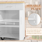 Walsunny 26 Rolling Kitchen Island with Solid Wood Top#color_white