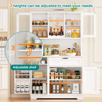 Vongrasig Kitchen Pantry Cabinet, Farmhouse Kitchen Hutch Tall Storage Cabinet with Doors and Shelves, Modern Food Pantry for Dining Room