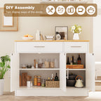 Vongrasig 43” Coffee Bar Cabinet, Farmhouse Buffet Cabinet with Storage, Sideboard Buffet with Drawers and Shelves for Kitchen