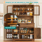 Vongrasig Kitchen Pantry Cabinet, Farmhouse Kitchen Hutch Tall Storage Cabinet with Doors and Shelves, Modern Food Pantry for Dining Room