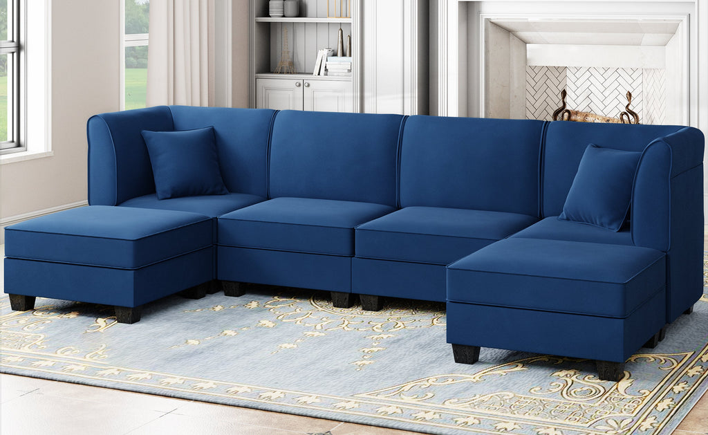 Walsunny  U-Shape Convertible Sectional Sofa Couch with 6 Seats
#color_dark-blue