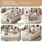 Vongrasig 105" Boneless Couches for Living Room, Sectional Couches Modular Sofa with L-Shaped Chaise, Memory Foam Comfy Cloud Couch with Plush Corduroy Fabric, No Assembly Required