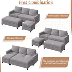 Walsunny Sectional Sofa With Long Storage Ottoman For Small Apartment#color_light-grey (7136755155120)