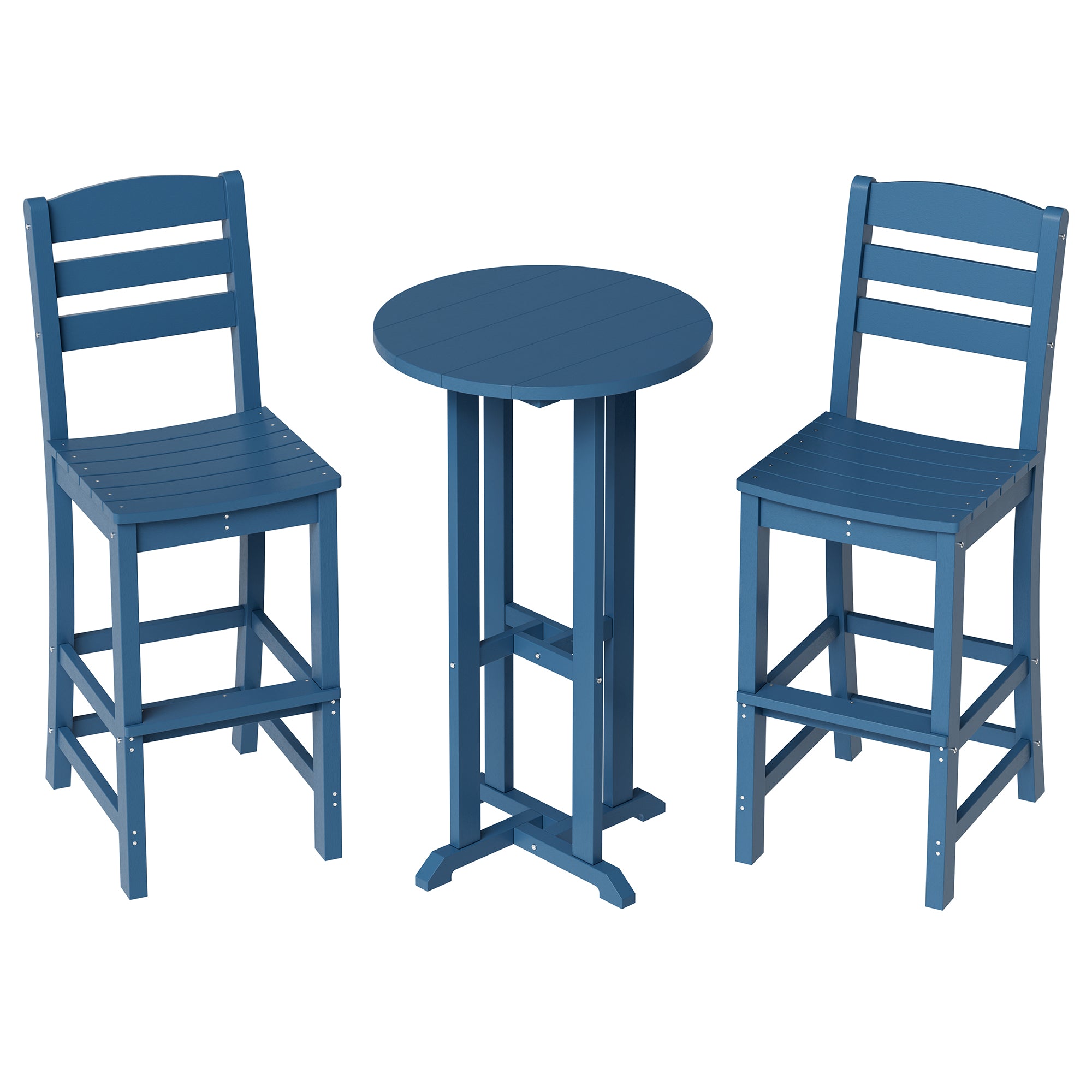 Vongrasig 3 Piece Patio Bar Set, All Weather HDPE High Bistro Stools Chair Set of 2 and Round Pub Bar Table, Outdoor High Top Patio Set for Lawn Garden, Balcony