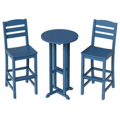Vongrasig 3 Piece Patio Bar Set, All Weather HDPE High Bistro Stools Chair Set of 2 and Round Pub Bar Table, Outdoor High Top Patio Set for Lawn Garden, Balcony