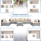 Walsunny Patio Furniture 7 Pieces Outdoor Sectional Sofa Set, Silver Wicker#color_khaki