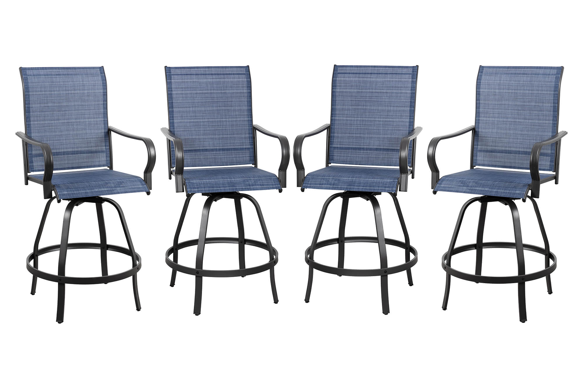 Vongrasig Patio Furniture Outdoor All-Weather Texilene Swivel High Bar Stools Set