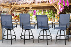 Vongrasig Patio Furniture Outdoor All-Weather Texilene Swivel High Bar Stools Set