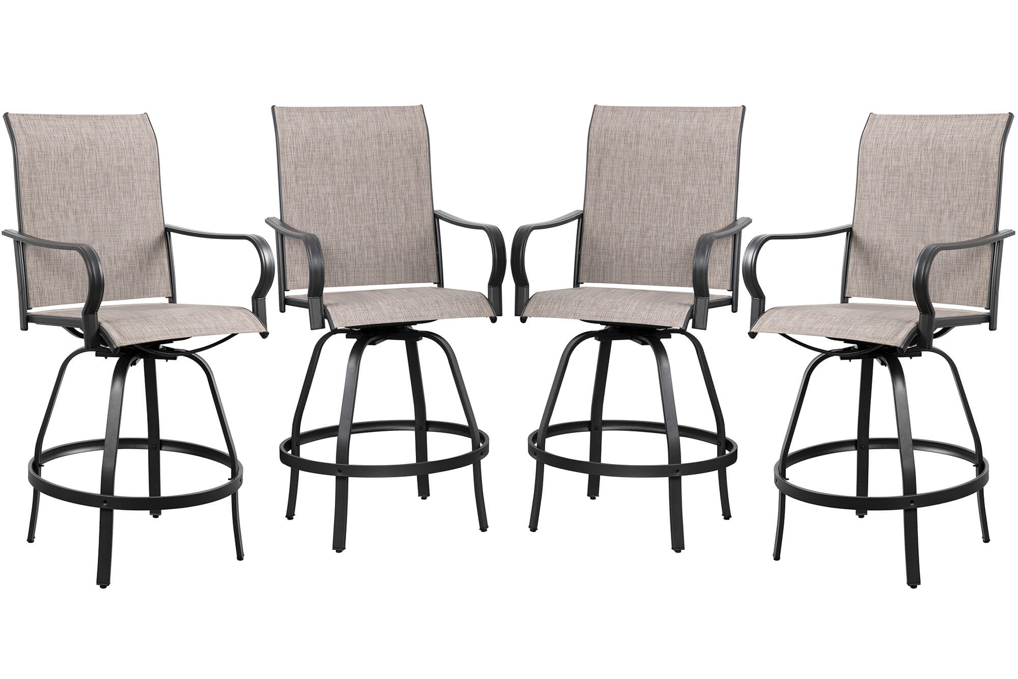 Vongrasig Patio Furniture Outdoor All-Weather Texilene Swivel High Bar Stools Set