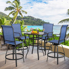 Vongrasig Patio Furniture Outdoor All-Weather Texilene Swivel High Bar Stools Set