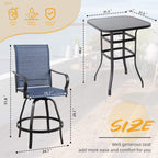 Vongrasig Patio Furniture Outdoor All-Weather Texilene Swivel High Bar Stools Set