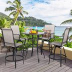 Vongrasig Patio Furniture Outdoor All-Weather Texilene Swivel High Bar Stools Set