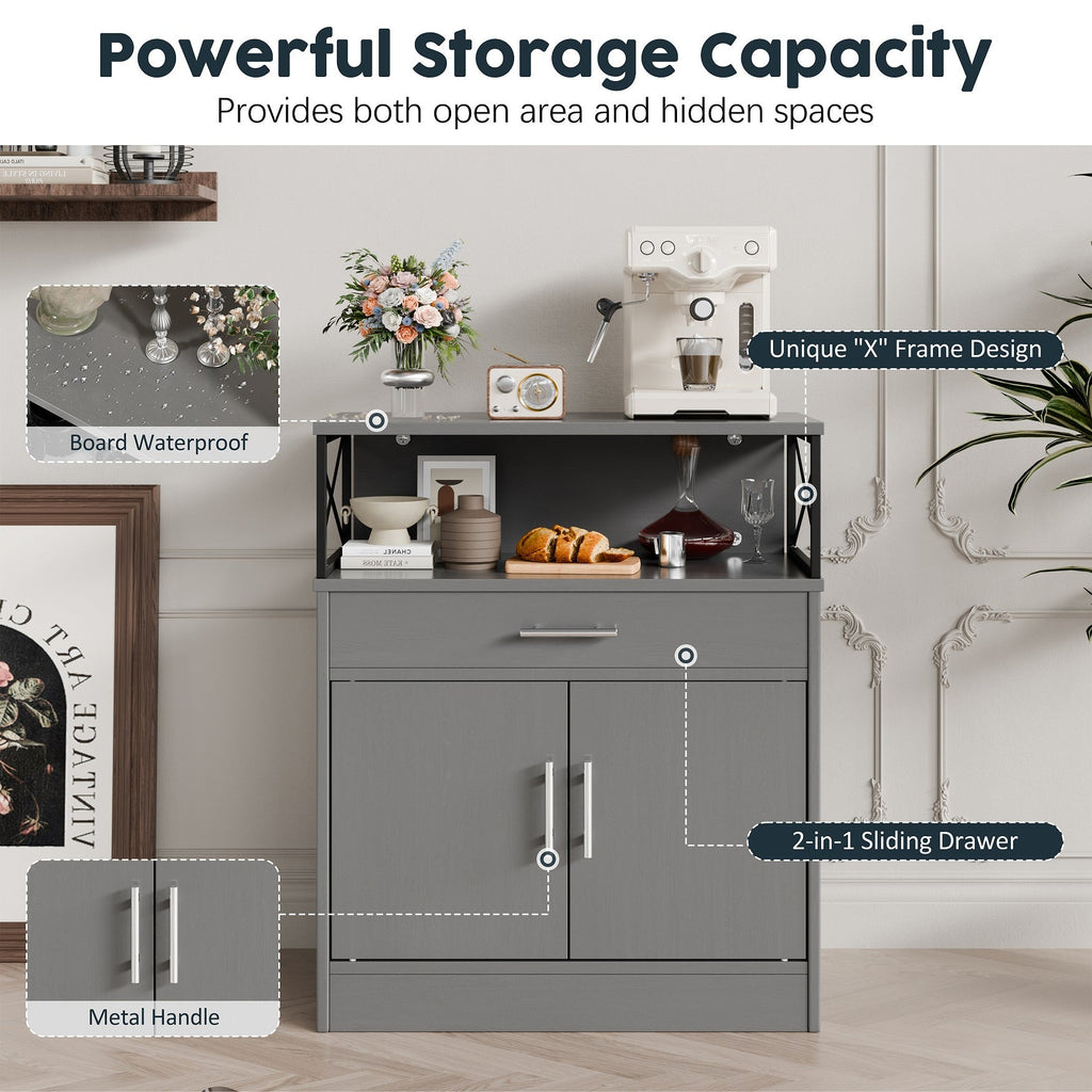 Walsunny Kitchen Buffet Sideboard Cabinet with Adjustable Shelf,Wooden Storage Cabinet with 2 Doors and 1 Drawers£¬Modern Farmhouse Coffee Bar Cabinet with Storage for Kitchen/Living Room (7612660711600)