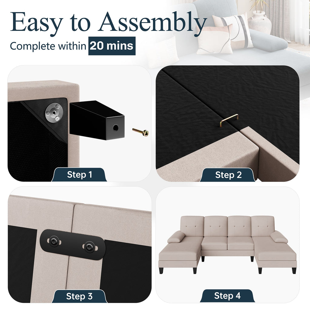 WALSUNNY 106'' Sectional Sofa Couches #color_cream