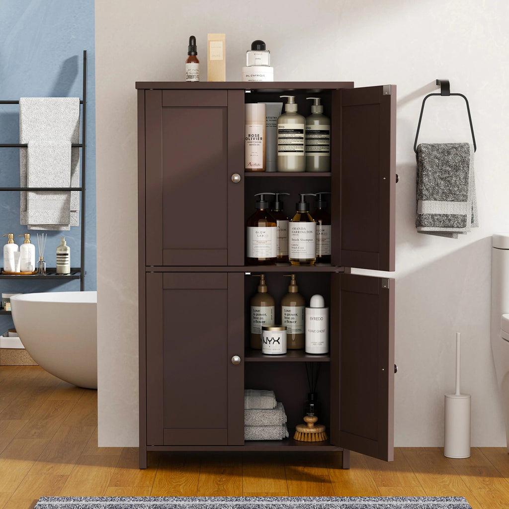 Vongrasig 42.6" Bathroom Storage Cabinet, Modern Floor Cabinet with Doors and Adjustable Shelves, Freestanding Accent Organizer Cupboard for Living Room, Entryway, Kitchen