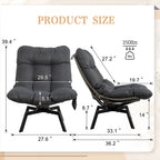 Vongrasig Swivel Wicker Chair PE Rattan Chair with Cushion, Oversized Patio Lounge Chair for Outdoor, Indoor, Balcony, Backyard, Garden, Living Room