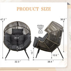 Vongrasig Outdoor Wicker Egg Chair PE Rattan Chair with Cushion, Oversized Patio Lounge Chair for Outdoor, Indoor, Balcony, Backyard, Garden