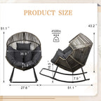 Vongrasig Outdoor Wicker Egg Chair PE Rattan Chair with Cushion, Oversized Patio Lounge Chair for Outdoor, Indoor, Balcony, Backyard, Garden