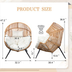 Vongrasig Outdoor Wicker Egg Chair PE Rattan Chair with Cushion, Oversized Patio Lounge Chair for Outdoor, Indoor, Balcony, Backyard, Garden