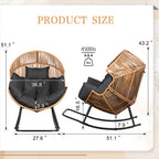 Vongrasig Outdoor Wicker Egg Chair PE Rattan Chair with Cushion, Oversized Patio Lounge Chair for Outdoor, Indoor, Balcony, Backyard, Garden