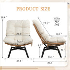 Vongrasig Swivel Wicker Chair PE Rattan Chair with Cushion, Oversized Patio Lounge Chair for Outdoor, Indoor, Balcony, Backyard, Garden, Living Room