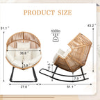 Vongrasig Outdoor Wicker Egg Chair PE Rattan Chair with Cushion, Oversized Patio Lounge Chair for Outdoor, Indoor, Balcony, Backyard, Garden