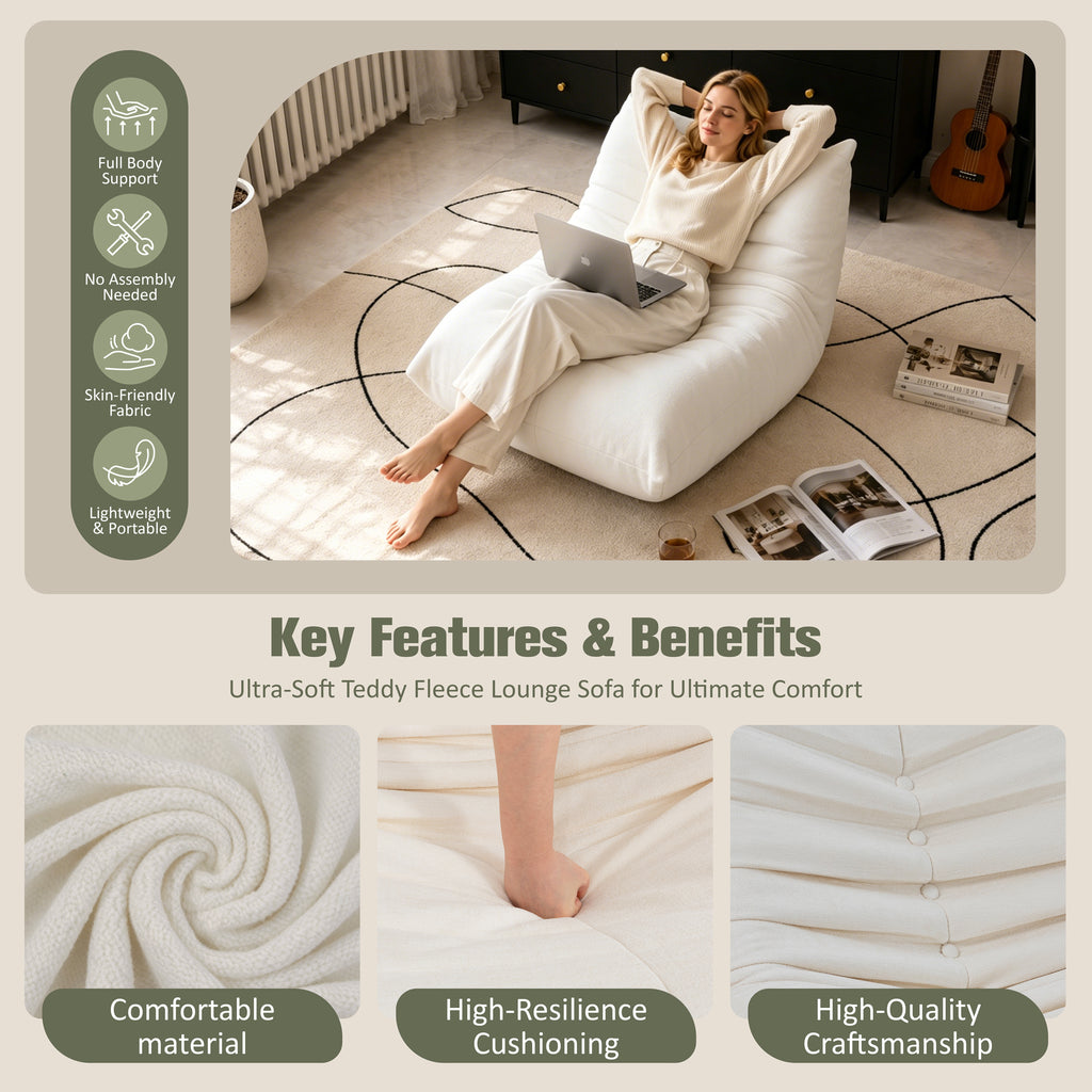 Vongrasig Bean Bag Chair for Adults, Line Fabric Lazy Sofa Couch, Memory Foam Filled Bean Bag Lounge Chair Perfect for Living Room, Bedroom and Office