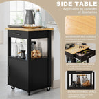 Walsunny Rolling Kitchen Island With Solid Wood Top #color_black