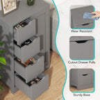 Vongrasig Bathroom Floor Storage Cabinet, Wooden Storage Organizer with 4 Drawers and 1 Door, Freestanding Pantry Cabinet with Adjustable Shelves for Bathroom, Living Room, Kitchen, Entryway