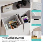 Vongrasig Bathroom Storage Cabinet, 42.5" H Freestanding Floor Cabinet | Wooden Modern Cabinet with 2 Drawers, Open Shelf and Adjustable Shelf for Bathroom, Laundry Room and Entryway