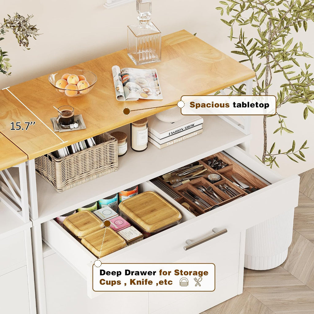 Vongrasig Farmhouse Coffee Bar Cabinet, Small Sideboard Buffet with Storage, Modern Kitchen Storage Cabinet with 1 Drawer and 2 Doors for Kitchen, Dining Room